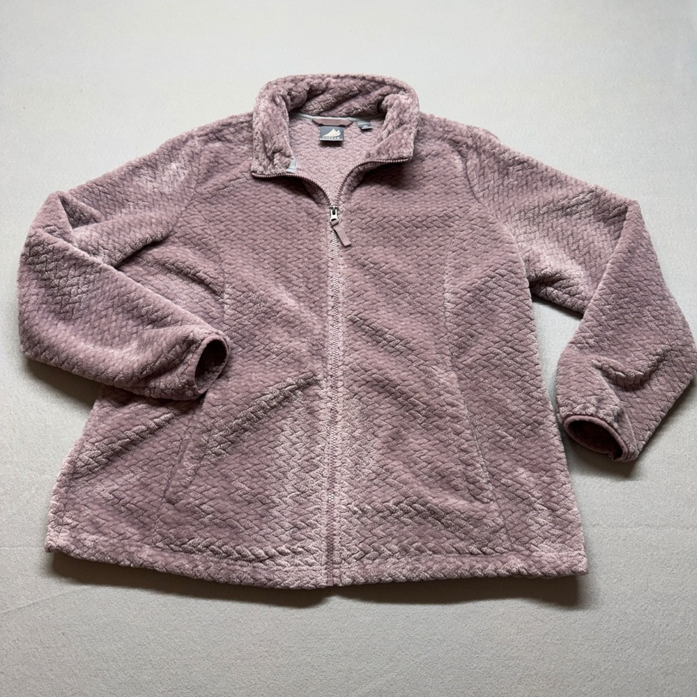 Free2B Womens Mauve Purple Quilted Faux Fur Fleece Full Zip Jacket XL